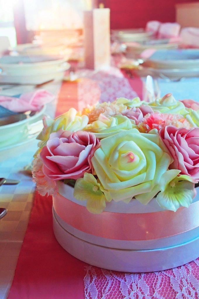A table laid for a wedding reception